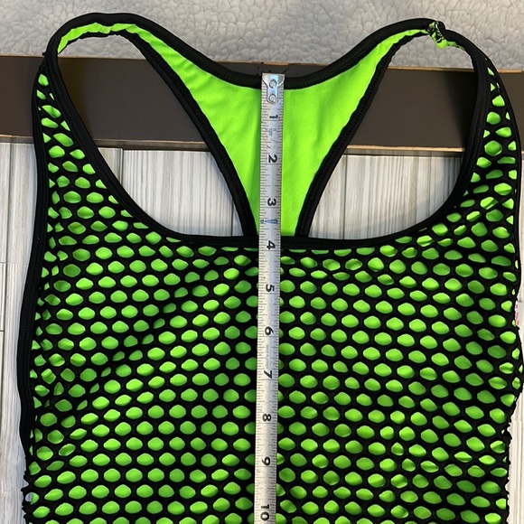 💥 Lime Green & Black Net One Piece Swimsuit | Small - Picture 10 of 12